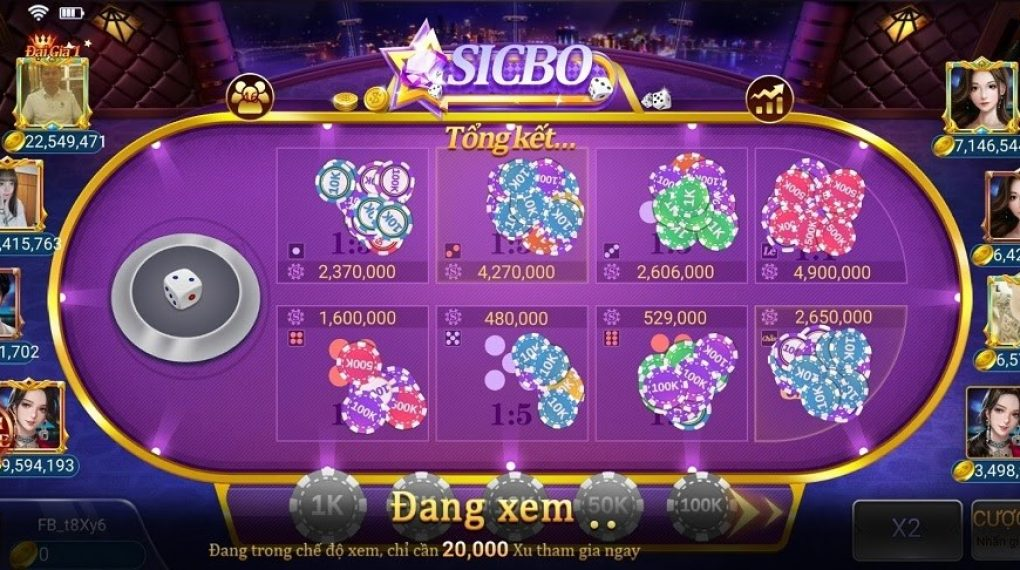 Đặt cược trong game sicbo