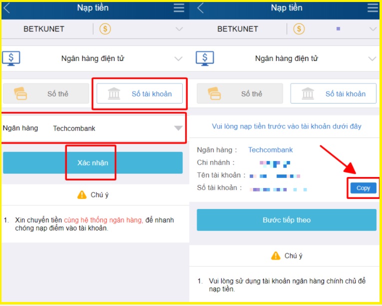 Nạp tiền Kubet - KU casino bằng ngân hàng điện tử