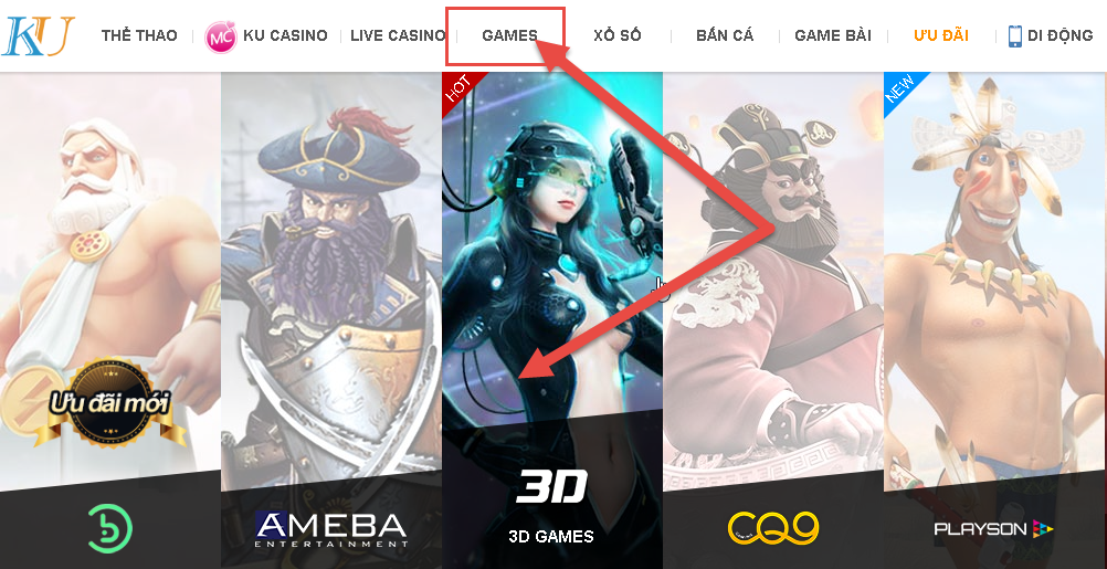 Giao diện game truyền thuyết rồng kubet